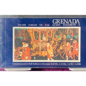 Grenada Silver Jubilee Stamps Set Featuring Queen Elizabeth II Coronation Coach
